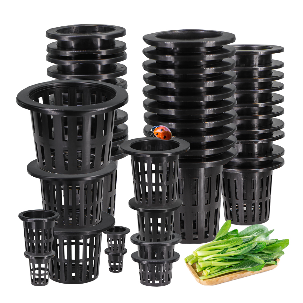 Net Pot 3 Inch - 10 Stuks Broeikas Zwart Plastic Sleuf